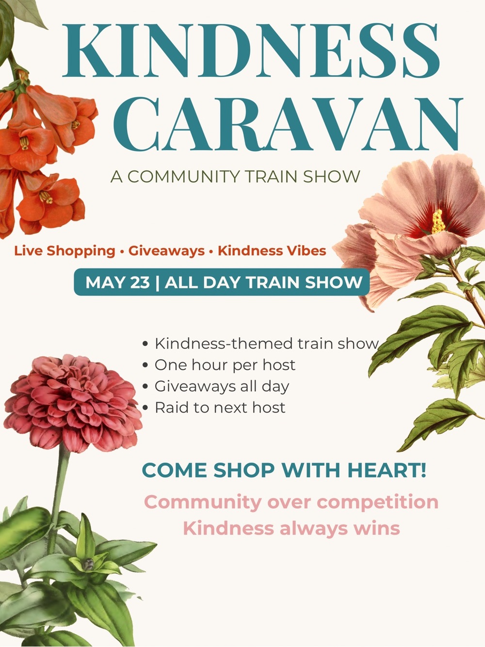 🄱🄴 🄺🄸🄽🄳 🫶🏻 KINDNESS CARAVAN TRAIN SHOW📣📣📣 MAY 23 ! ❤️🩷❤️